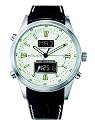 POLICE Mission gents cream ANI - DIGI dial with black leather strap watch