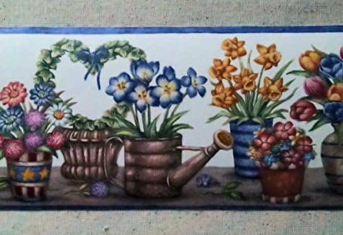 Gardening Flowers Tulips Wallpaper Border - Blue - BV006153B