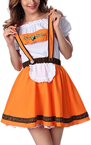 Dream Darling Women's Oktoberfest Sweetie Maid Adult Costume Two-Piece (Large, Orange)