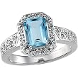 14K White Gold Aquamarine and Diamond Ring