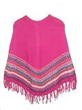 NEW ARRIVAL PERUVIAN ALPACA WOOL PONCHO CREWNECK FUCHSIA DESIGN ONE SIZE WARM AND SOFT