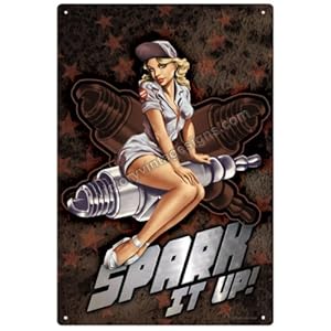 Spark it up Pinup Girls Vintage Metal Sign Spark it up Pinup Girls Vintage Metal Sign