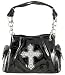 Glossy Black Gothic Cross Studded Handbag Purse