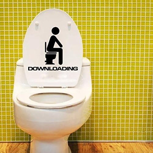 HM Funny DOWNLOADING Removable Bathroom Toilet Seat Wall Sticker Decal Decor Sign