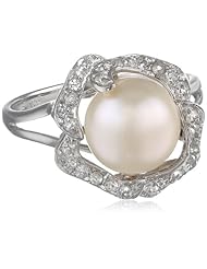 Sterling Sliver 9.5-10.0mm Freshwater Cultured Pearl Flower Ring