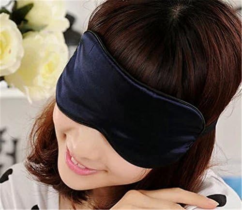 Sleep Eye Mask Adjustable Band Strap Double Sided Silk 9.5*21cm Hot&cold Travel Rest Nap (dark blue)
