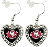 NFL San Francisco 49ers Crystal Heart Earrings with Team Logo