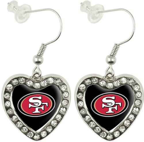NFL San Francisco 49ers Crystal Heart Earrings with Team Logo