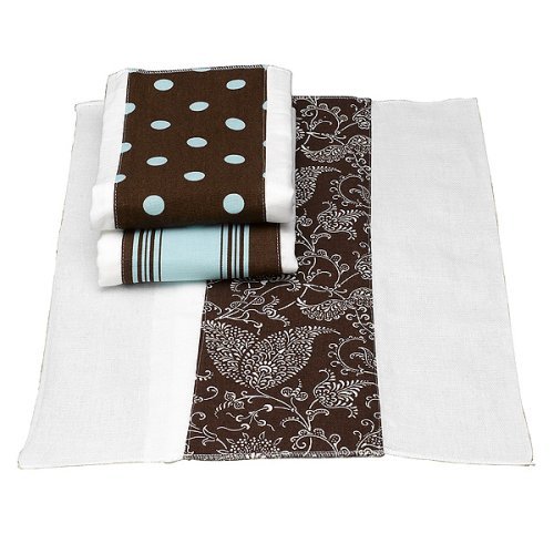 New Arrivals Burp Cloths - Blue/ Brown Dot