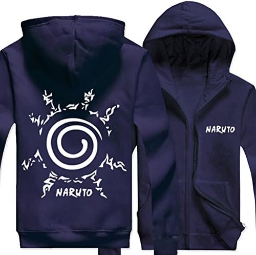 Super Hunter Unisex Long sleeve Naruto Full Zip Sweatshirt Hooded (XXL, Deep blue)