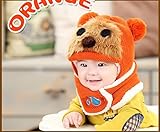 Ohpa 子供用ニット帽＋マフラー ニットキャップ 男女兼用 セット耳まで 頭＆首まであたたか (オレンジ)