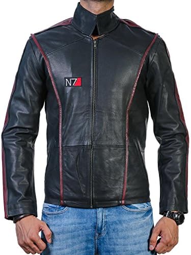 DEWUCHI MEN'S Mass Effect 3 N7 Game Real Leather Jacket ► BEST SELLER ◄ (XXL)