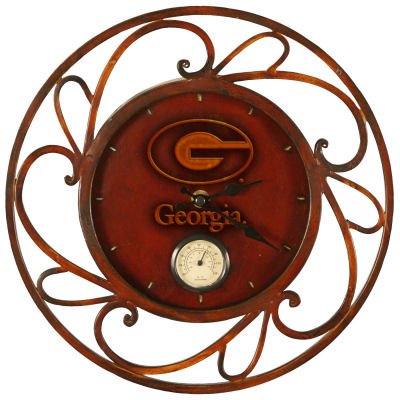 Georgia Bulldogs UGA NCAA Outdoor Round Clock Thermometer