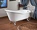 Cheviot SLIPPER Cast Iron Bathtub with Faucet Holes | Clawfoot Bathtub | Cast Iron | White Interior with White Exterior | Brushed Nickel Feet Finish
