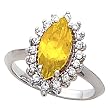 14K White Gold Citrine and Diamond Ring