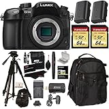 Panasonic LUMIX DMC-GH4KBODY 16.05MP Digital Single Lens Mirrorless Camera with 4K Cinematic Video (Body) + 2x Transcend 64GB U3 + 72" Polaroid Tripod + 2 Batteries + Large Backpack + Charger + Premium Accessories Bundle