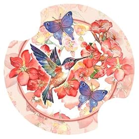 Click here to buy Hummingbird and Butterflies Carsters - Coasters for Your Car by Thirstystone Resources, Inc Creative Ventures.
