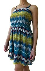 Junior Chevron Print Sheer Elasticized   Waistline Polyester  Dress