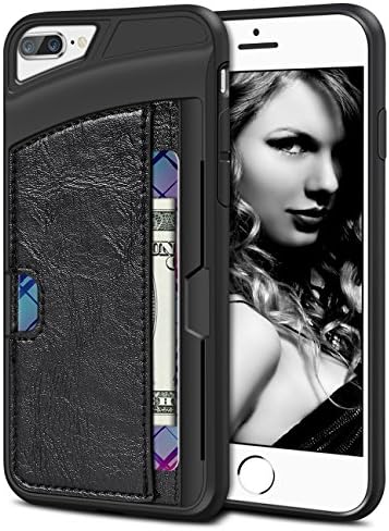 iPhone 7 Plus Case, WINNETEK Durable Faux Leather Ultra Slim fit iPhone 7 Plus Wallet Case with Credit Cards Holders Carrying Case Protective Shell for iPhone 7 Plus - Black