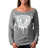 MLB San Francisco Giants Ladies Mock Twist Scoop Neck French Terry Sweater - Gray (Small)