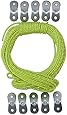 Guyline Adjuster Kit - 50ft Reflective Tent Rope with 10 Aluminum Tensioners