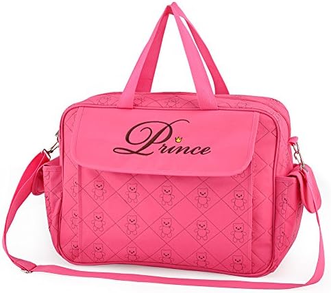 Zacoro Multifunctional Waterproof Large Capacity Cute Baby Diaper Bags with Changing Mat and Shoulder Strap Messenger (Rose)