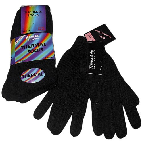 Womens thinsulate gloes and 3 pairs thermal socks