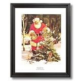 Solid Wood Black Framed Tom Browning Old St Nick Santa Clause Snow Birds #7 Christmas Pictures Art Print
