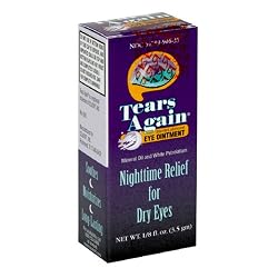 Tears Again Eye Ointment, Sterile Lubricant, Nighttime Relief for Dry Eyes, 0.125 oz (3.5 g) (Pack of 6)