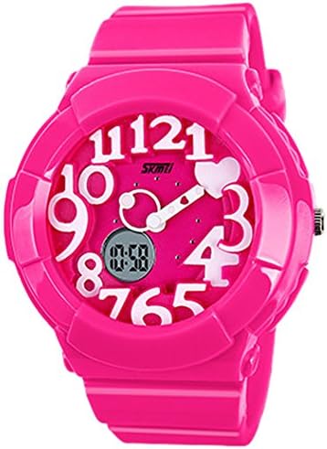 NIUBILITY Ori-1021 Analog Digital Water Resist Dual Time Womens Mens Sport Wristwatch Red