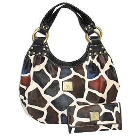 Black Brentano Moda Italian Designer Giraffe Handbag and Wallet Set
