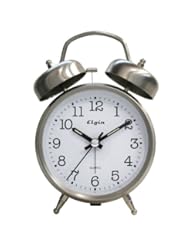 Home: Elgin QA Twin Bell Alarm Clock, Silver - Elgin