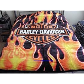 HARLEY DAVIDSON hot flames twin plush mink blanket