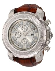 JBW-Just Bling Men's JB-6236L-B "Titus" Oversized Multi-Function Leather Band Diamond Watch
