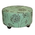Queen Anne's Lace Round Ottoman - Aqua