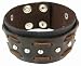 Brown Leather Wristband Wrist Band Round Chrome Studs