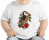 Floral Bird オーガニックベビーTシャツ 6-12 Months