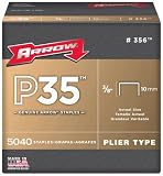 20 Pack Arrow Fastener 356 3/8 Flat Crown Staples for P35 Plier Type Stapler 5040 per Package