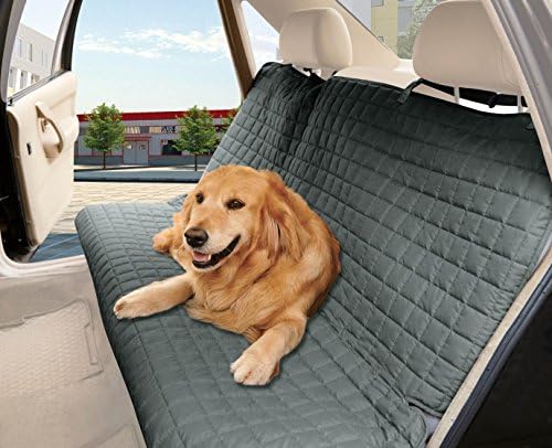 Celinen® Quilted %100 Waterproof Premium Quality Bench Car Seat Protector Cover (Entire Rear Seat) for Pets - TIES TO STOP SLIPPING OFF THE BENCH , Gray
