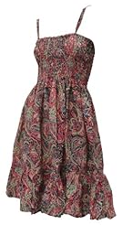 Strapless General Print Short Backless Gathered Cotton Party Dress/Maxi Dress 