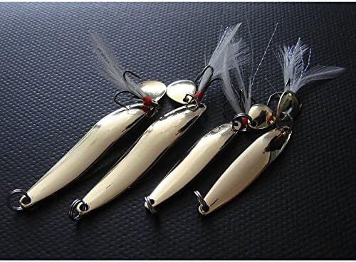 EIN 4pcs Metal Spinner Spoon Fishing Lure Hard Baits Sequins Noise Paillette with Feather Treble Hook Tackle 5/7/10/13g