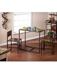 Lawn & Patio: Space Saver 3 Piece Chairs & Table Indoor Furniture Bistro Set, Espresso - Space Saver