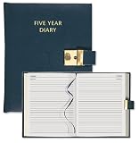 Collins Five Year Diary Perpetual with Gold Edged Strap Lock and Key Black Ref