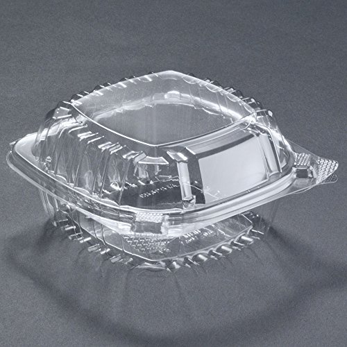 A World Of Deals Small Clear Plastic Hinged Food Container for Sandwich Salad Party Favor Cake Piece, 50 Piece