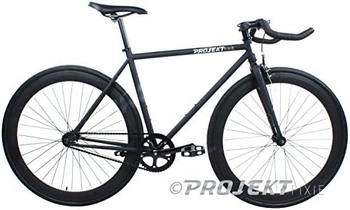 Projekt Fixie - Stealth Fixed Gear City Bike with Pursuit Bullhorn Handlebar - Black or Silver