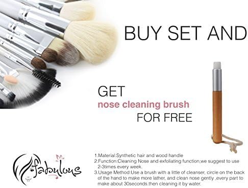 Fabulous 12pcs Pro Makeup Brush kit with Makeup Organizer Case and Nose Cleaning Brush