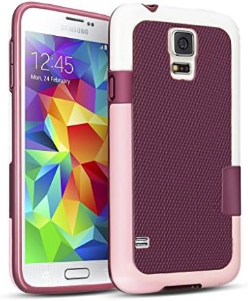 Galaxy S5 Case, Viitop Hybrid Impact Defender Rugged Case, Soft PC Bumper + Soft TPU Back Shockproof Protective Slim Cover Shell for Samsung Galaxy S5 I9600 GS5 G900H G900R4 G900V (White, Pink &amp; Red)