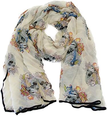VegasHorizon Women's Lightweight Scarf with Skull Print