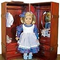 Wood Doll Trunk with Built in Dresser and Mirror - Fits 18" American Girl Dolls.