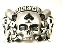 Lucky 13 Zinc Black Cat Piston Belt Buckle Lighter Bottle Opener